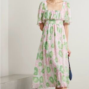 Ganni Pink and Green Midi Dress